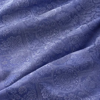 KashiFab CHO Tibetan Brocade - Blue Blue floral texture - KF-CHO #17334 Tibetan brocade Varanasi
