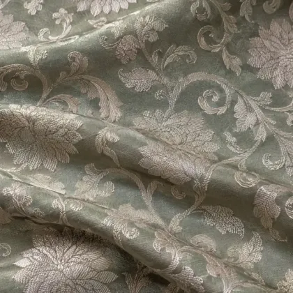 KashiFab CHO Tibetan Brocade - Sage Sage floral scroll - KF-CHO #17337 Tibetan brocade Varanasi