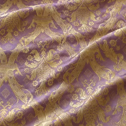 KashiFab CHO Tibetan Brocade - Lilac Gold flower on lilac - KF-CHO #17342 Tibetan brocade Varanasi