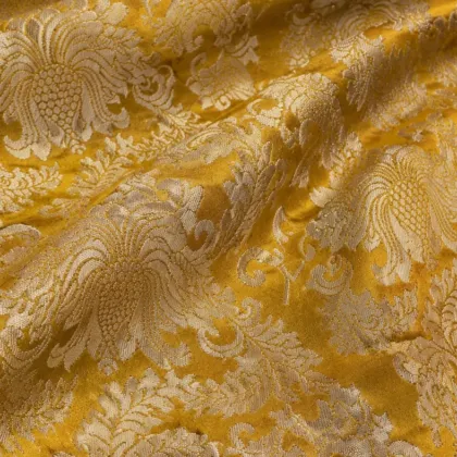 KashiFab CHO Tibetan Brocade - Yellow Tonal phoenix - KF-CHO #17349 Tibetan brocade Varanasi