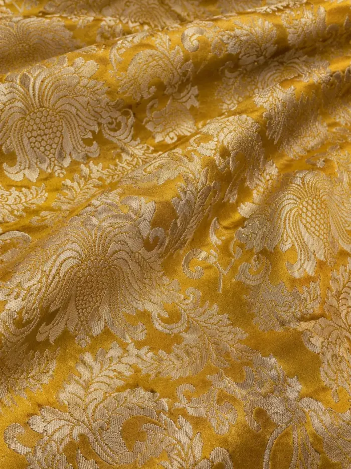KashiFab CHO Tibetan Brocade - Yellow Tonal phoenix - KF-CHO #17349 Tibetan brocade Varanasi